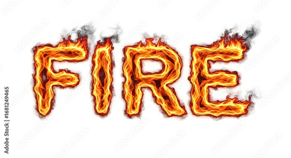 Naklejka premium Flaming 3D typography word FIRE with realistic flame effect