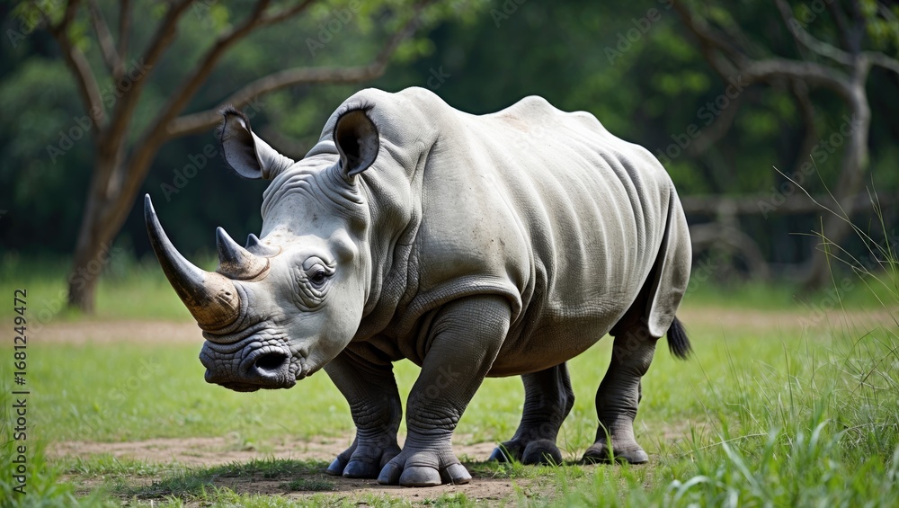 Obraz premium Zoo exhibit showcasing the white rhinoceros