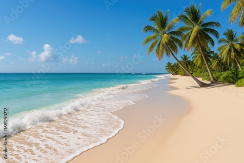 Wallpaper Mural Pristine beach with gentle surf and lush coconut palms Torontodigital.ca