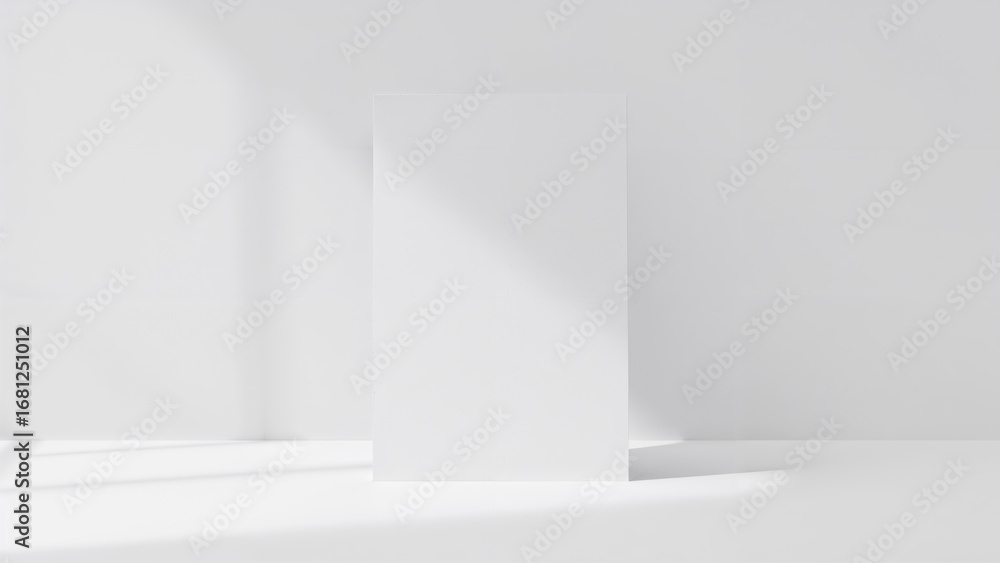 Fototapeta premium Portrait-oriented white A4 paper displayed on a simple backdrop