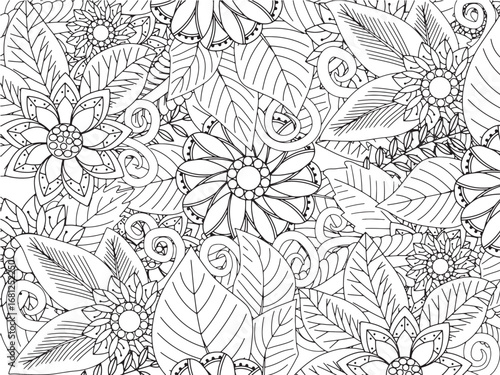 Flower coloring for relaxation for adults and kids and kdp 