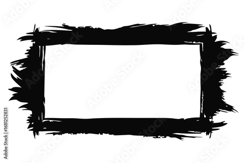 Abstract Black Brushstroke Frame with White Space for Text or Content