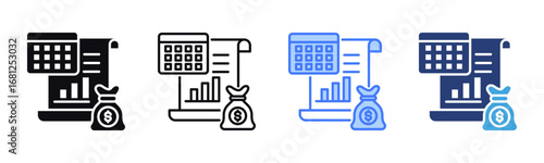 Budget Planning icon sheet multiple style collection