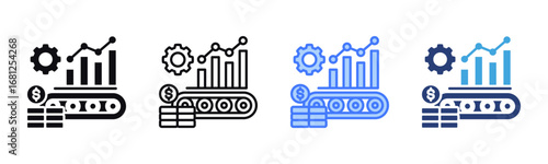 Production Costing icon sheet multiple style collection