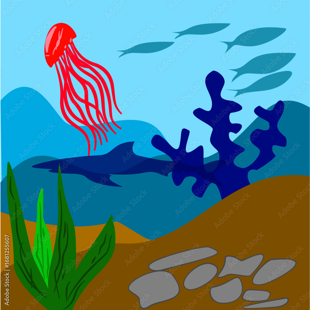 Naklejka premium Under in the sea Illustration