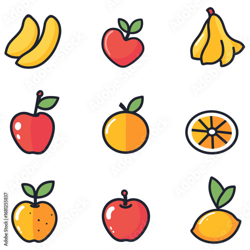 fruit icons set