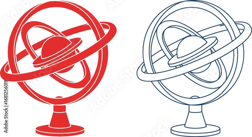 Armillary sphere vector illustration astronomy science design