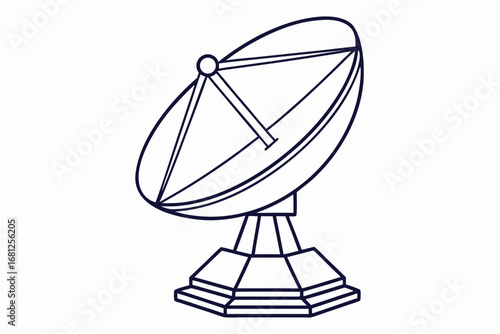 Satellite Dish Antenna Outline Vector Illustration communication technology