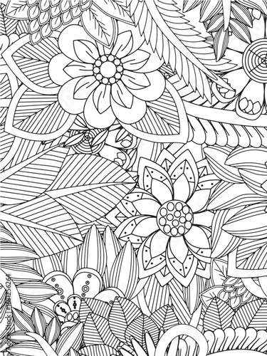 Coloring flowers and leaves for adults and kids 
