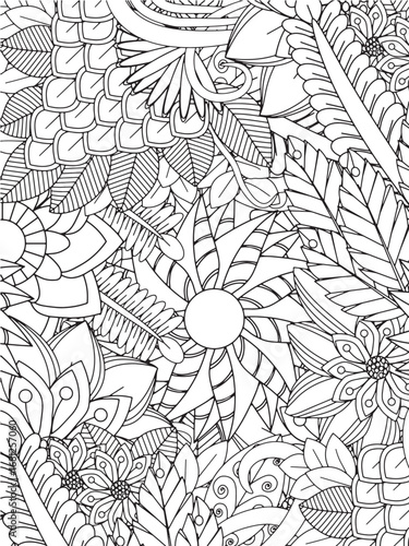Coloring flowers and leaves for adults and kids 
