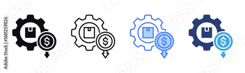 Reduce Cost icon sheet multiple style collection