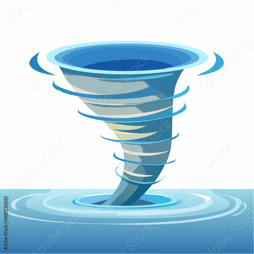 Cartoon Blue Tornado Over Water