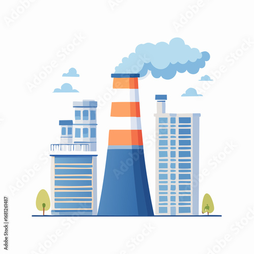 Colorful Industrial Cityscape Illustration