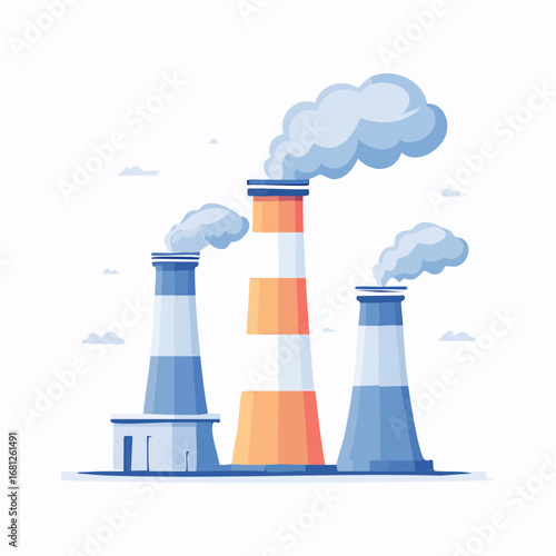 Colorful Pixel Art Factory Buildings With Smoke