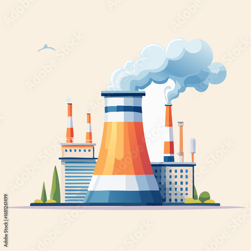Industrial Plant With Smoke Stack Illustration