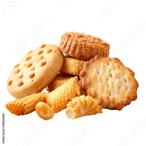 Delicious cookies and puffed snacks png