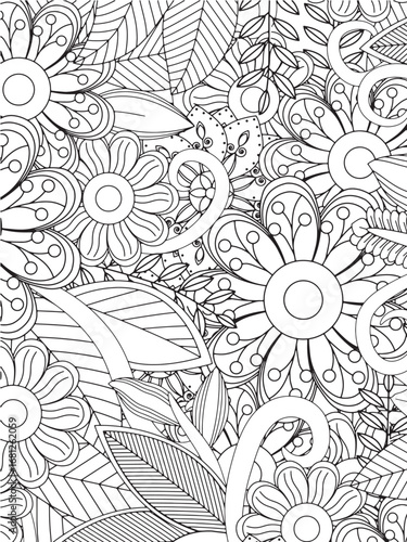 Stress relief flower coloring pages for adults 