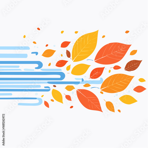 Autumn Leaves Flying In Wind Graphic Design