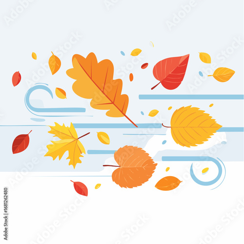 Autumn Leaves Floating in Wind