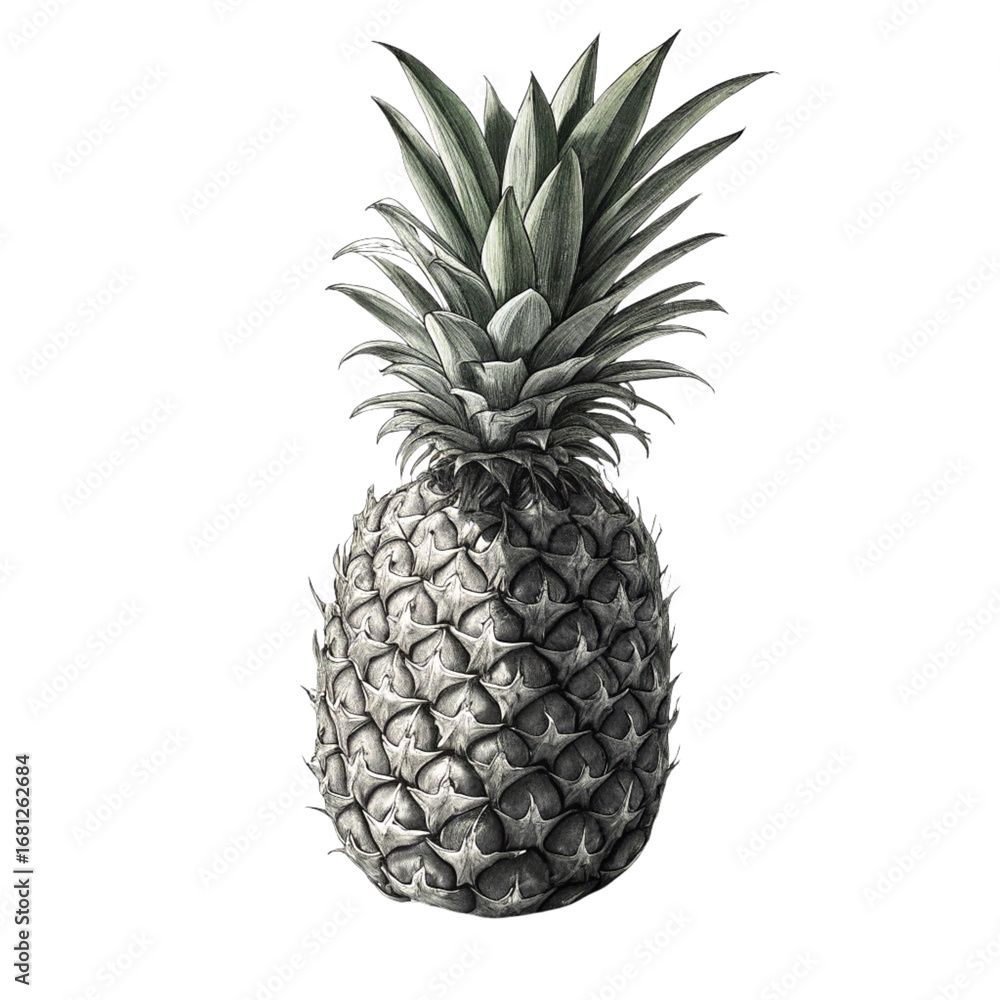 Obraz premium Monochromatic pineapple fruit against a stark black background