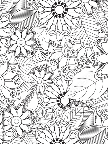 Stress relief flower coloring pages for adults 
