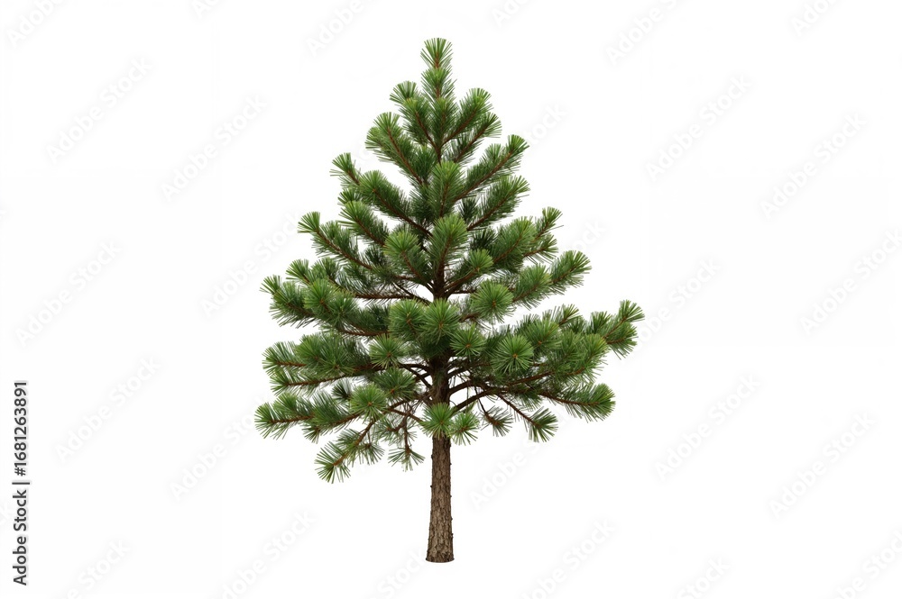Obraz premium Isolated Scots pine tree against a white backdrop
