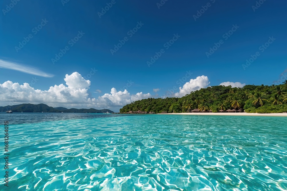 Fototapeta premium Beautiful panorama of a tropical island shoreline