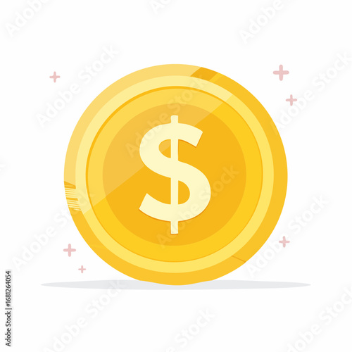 Elegant golden dollar coin illustration for financial prosperity, business growth, and investment success, originally a scalable vector graphic perfect for modern finance themes