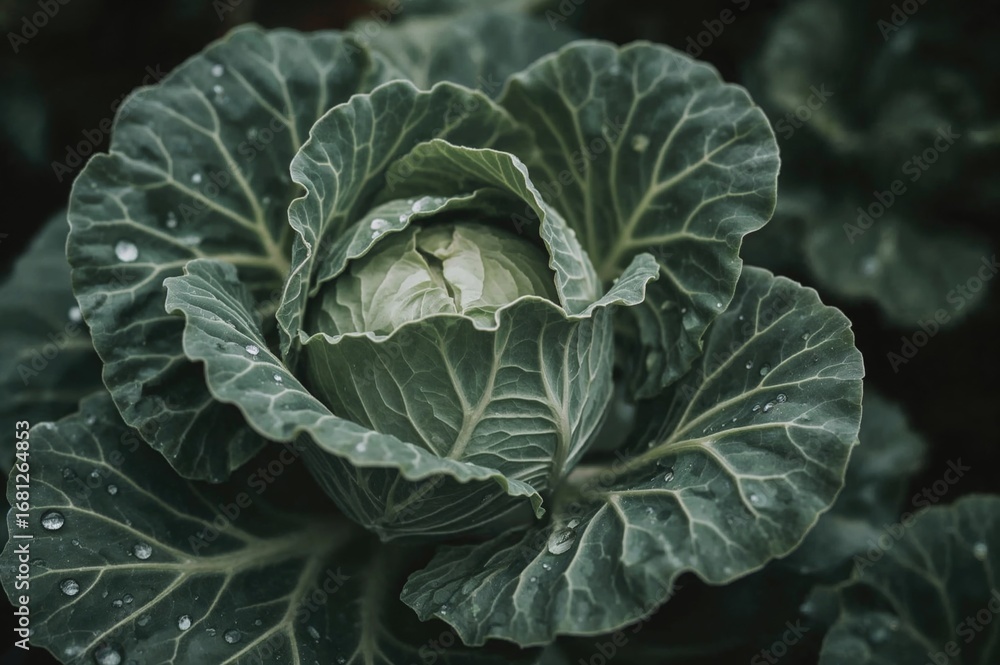 Fototapeta premium Growing Savoy Cabbage Outdoors