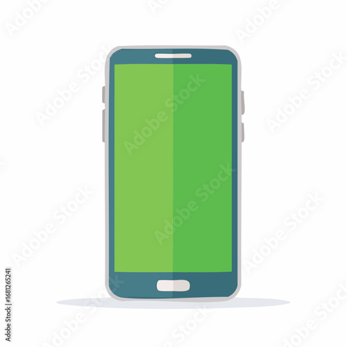 Sleek smartphone with vibrant green screen for app design, web development, or UI/UX mockups, perfect for tech startups, mobile gaming and innovative technology concepts