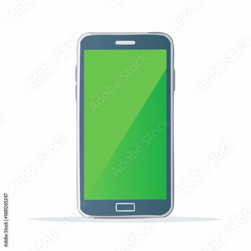Modern smartphone mockup with vibrant green screen for app promotion, showcasing mobile technology, perfect for UI design presentation and mobile marketing campaigns