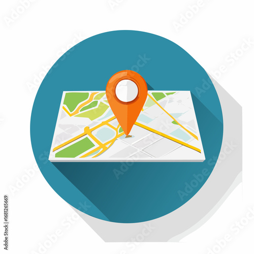 Find your way with a vibrant map icon, perfect for travel apps and location-based services; navigate with ease, share your journey, and discover new places with this eye-catching design element