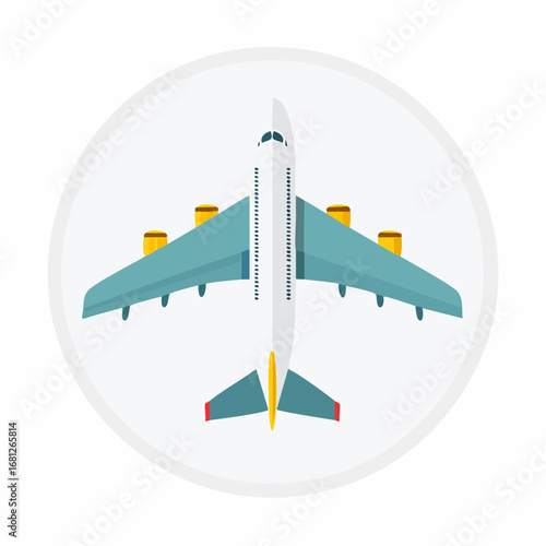 Modern airplane illustration perfect for travel agencies and aviation enthusiasts, representing global connectivity, efficient transportation, and the excitement of air travel
