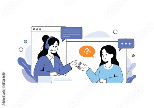 Customer support professionals providing assistance and information through online communication and digital tools