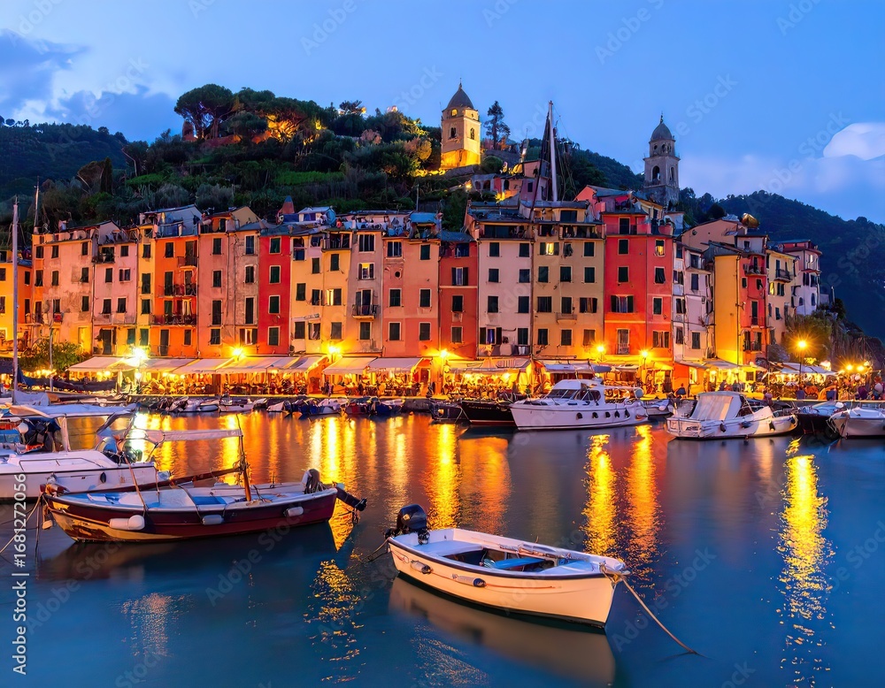 Fototapeta premium Picturesque Portovenere at Dusk, Italy