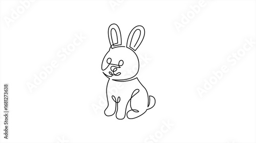 Looping One Line Bunny Animation. Minimalist Monoline Rabbit Drawing for Motion Graphics, Pet Illustrations or Creative Design Projects about Animal Care.