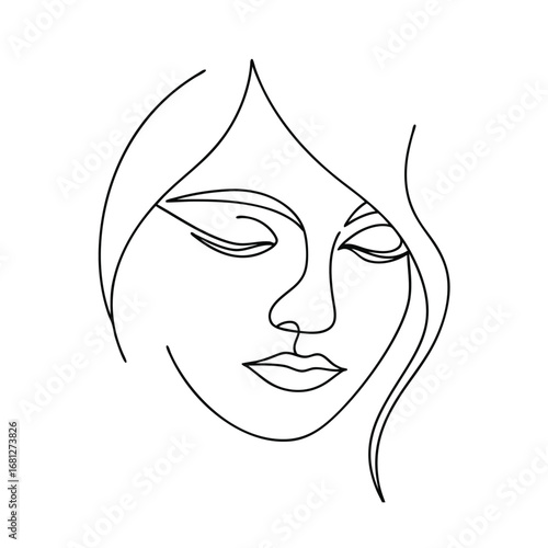 Elegant face serene expression tranquil mood abstract