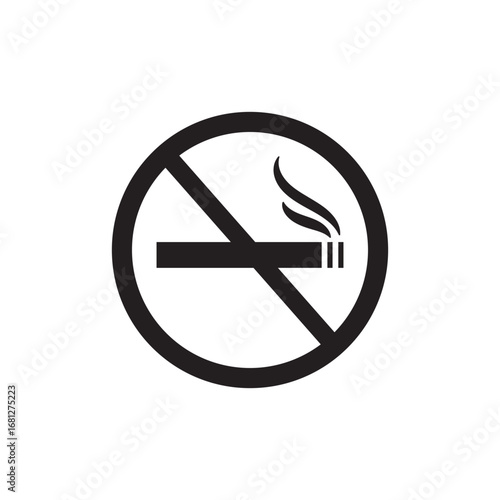 No smoking symbol icon with cigarette prohibition sign for health safety and awareness