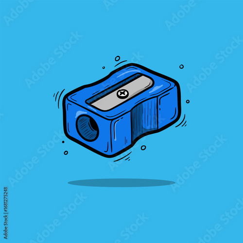 Blue Double-Hole Pencil Sharpener Vector Illustration