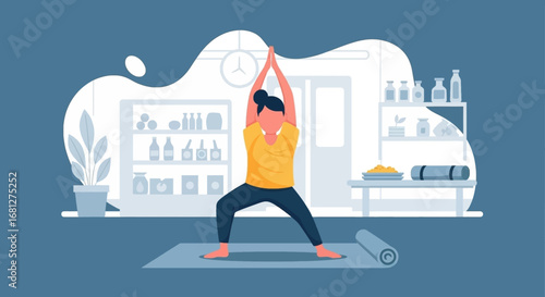 Person practicing yoga indoors, embracing a healthy lifestyle and mindfulness, perfect for wellness and fitness concepts.