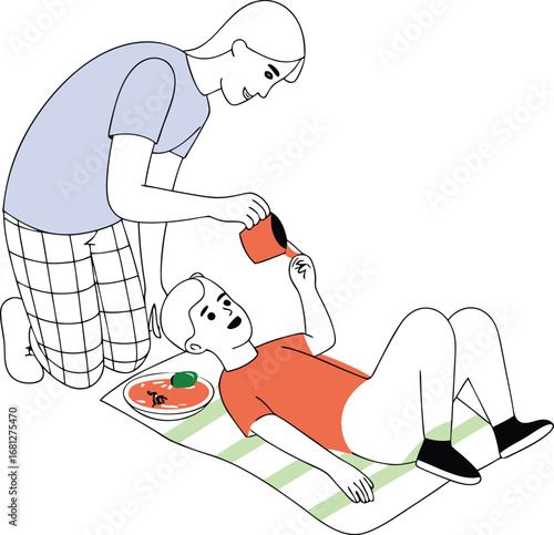 Personal trainer guiding client through fitness routine exercise for healthy lifestyle