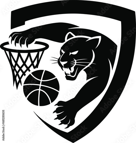 Dynamic panther basketball team logo design silhouette