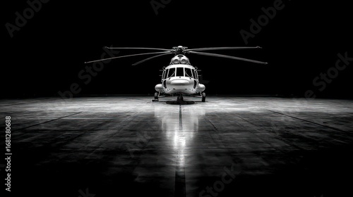 Modern helicopter in hangar