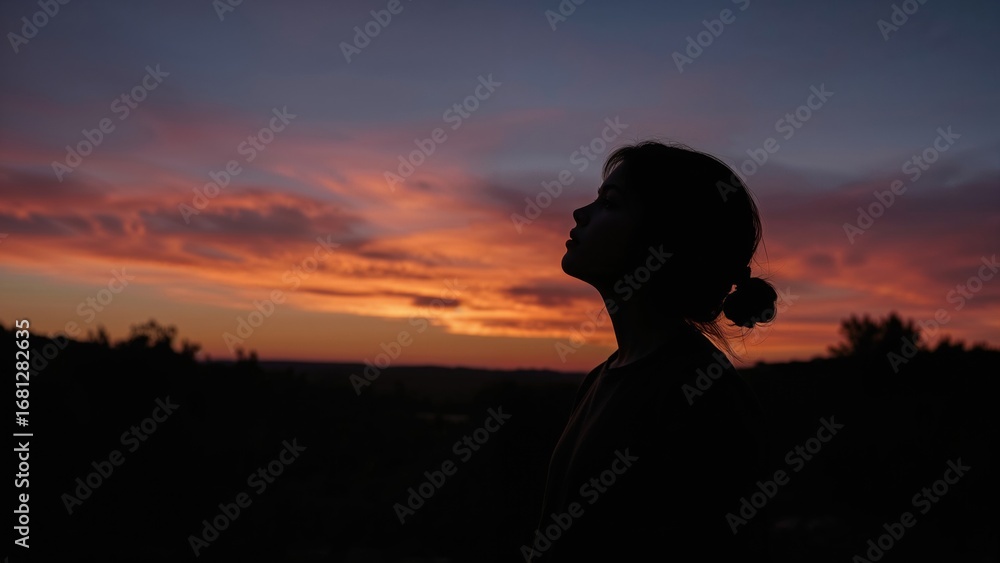 Fototapeta premium Outline of a female figure during twilight