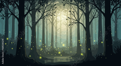 Forest Vector Background Collection with Nature Landscapes