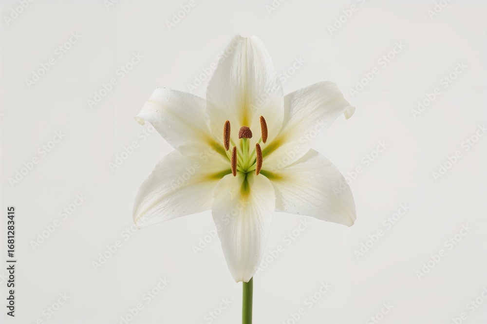 Fototapeta premium Solitary lily against a plain white background