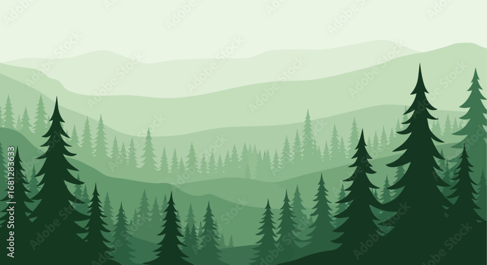 Fototapeta premium Forest Vector Background Collection with Nature Landscapes
