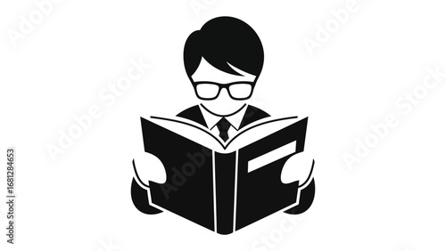Reading Wisdom: A stylized illustration showcases a person engrossed in reading a book. Emphasizing the power of knowledge.