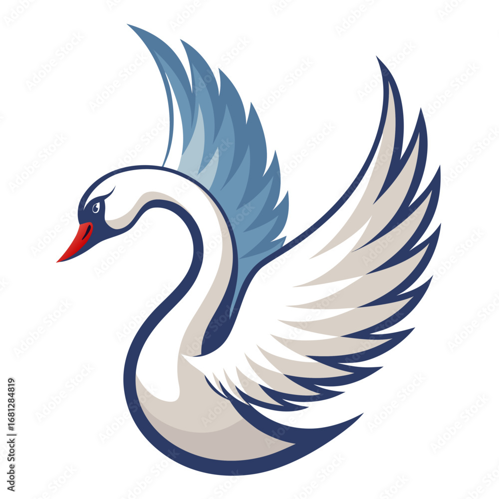 Obraz premium Swan Flying Line Art Vector
