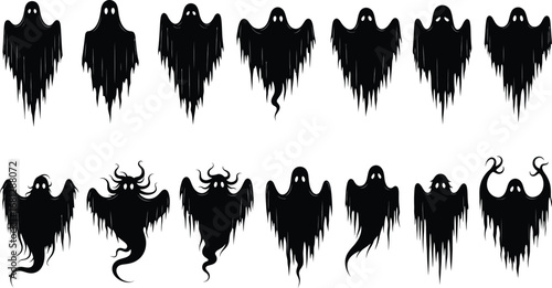 Black halloween ghost vector spooky graphic design illustration
